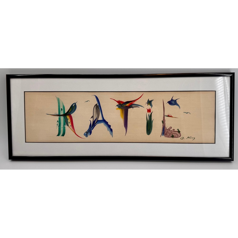 OrigDanny King Watercolor "KATIE" Personalized Name Art Framed Signed Folk Art